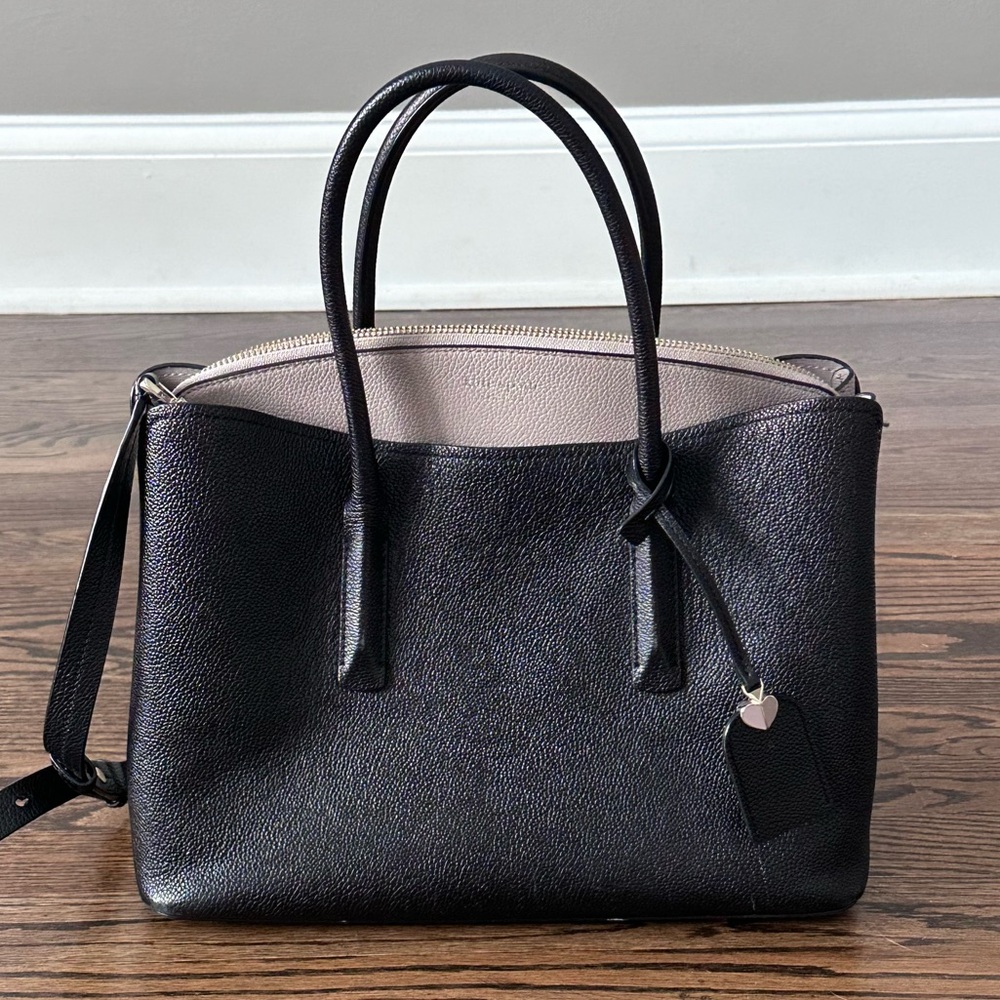 Kate Spade satchel, medium, black with cream.